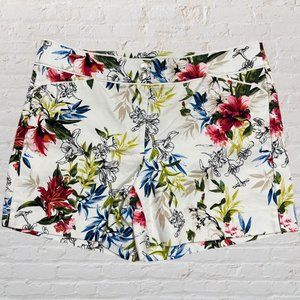 White Floral White House Black Market Shorts
